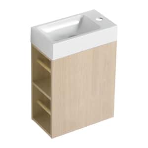 16 in. W x 9 in. D x 22 in. H Single Sink Wall Mounted Bath Vanity in Plain Light Oak with White Cultured Marble Top