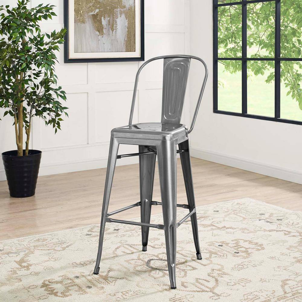 Promenade 30" Gunmetal Industrial Modern Metal Bar Stool