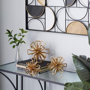 Gold Metal Geometric Sculpture (Set of 3)