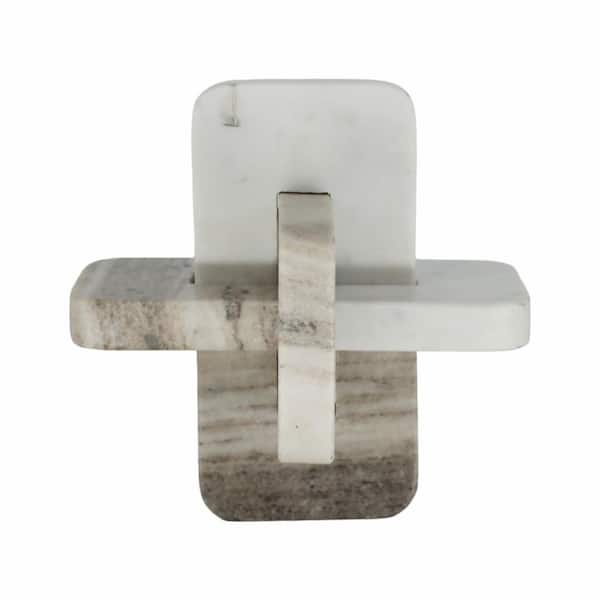 Liv & Skye White 9 in. x 9 in. Marble Knot Sculpture