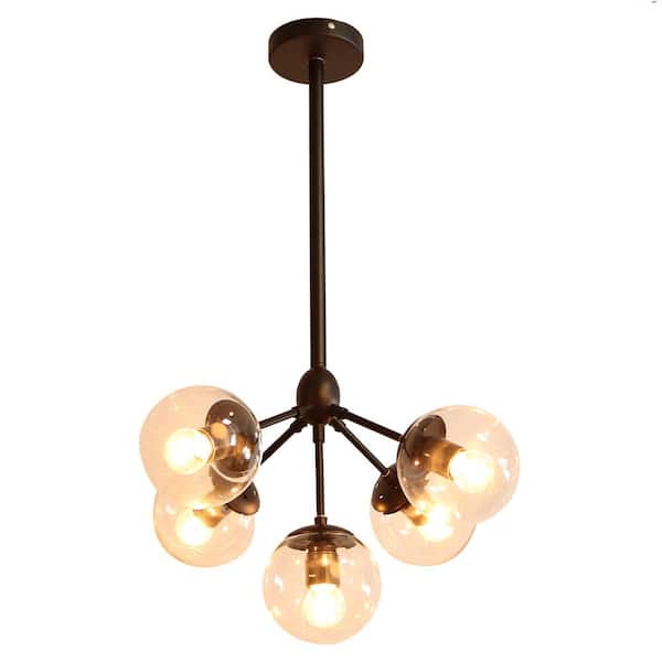 Enthen 5-Light Orb Black Shade Chandelier