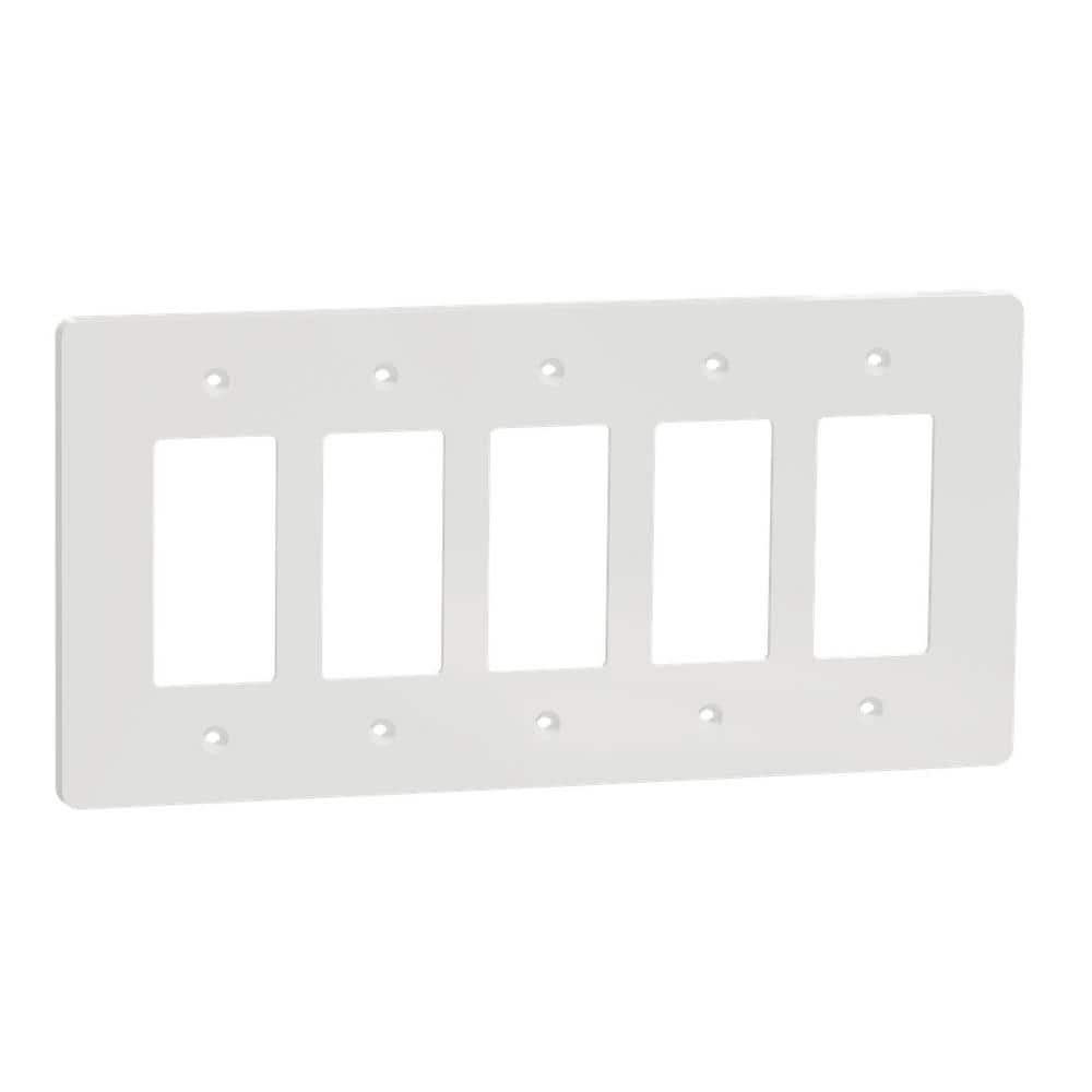 Square D X Series 5-Gang Mid Size Plus Wall Plate Cover Decorator/Rocker Matte White