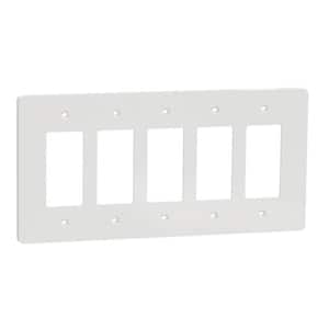 X Series 5-Gang Mid Size Plus Wall Plate Cover Decorator/Rocker Matte White