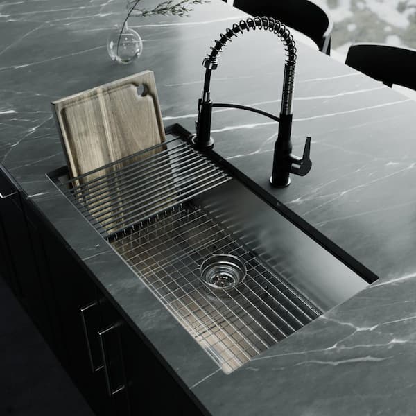 Fusion Workstation Undermount 33 in. x 18 in. Stainless Steel Single Bowl Kitchen Sink