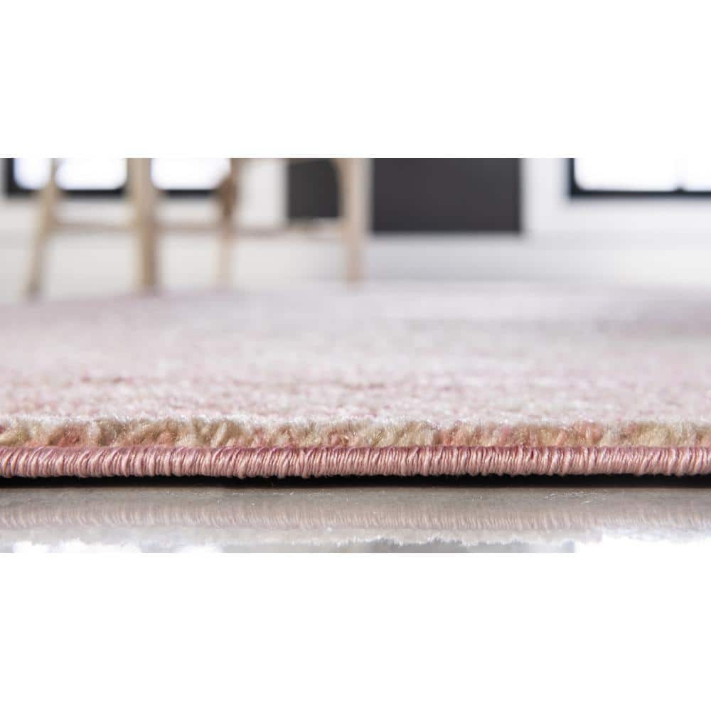 Pink Medallion 9' x 12' Stain-Resistant Synthetic Area Rug