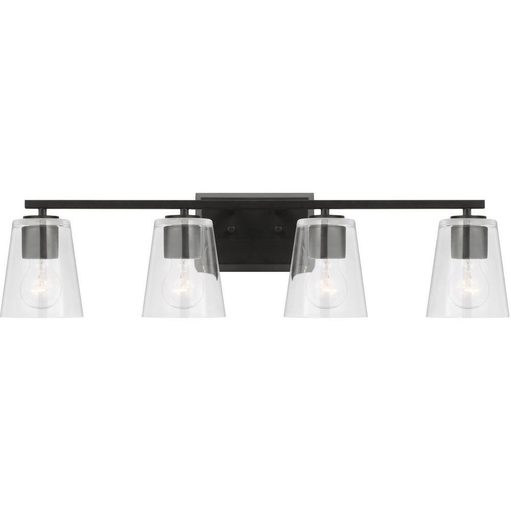 Vertex Matte Black Dimmable Four-Light Bath Fixture