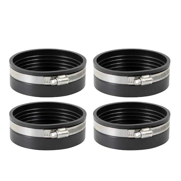 The Plumber's Choice 6 in. PVC Flexible Pipe Cap with Stainless Steel Clamps (Pack of 4 ) 17604