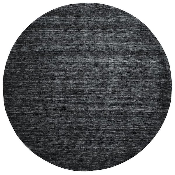 10 ft. Round Black Solid Color Area Rug