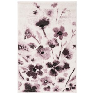 Adirondack Ivory/Purple Doormat 3 ft. x 4 ft. Floral Gradient Area Rug