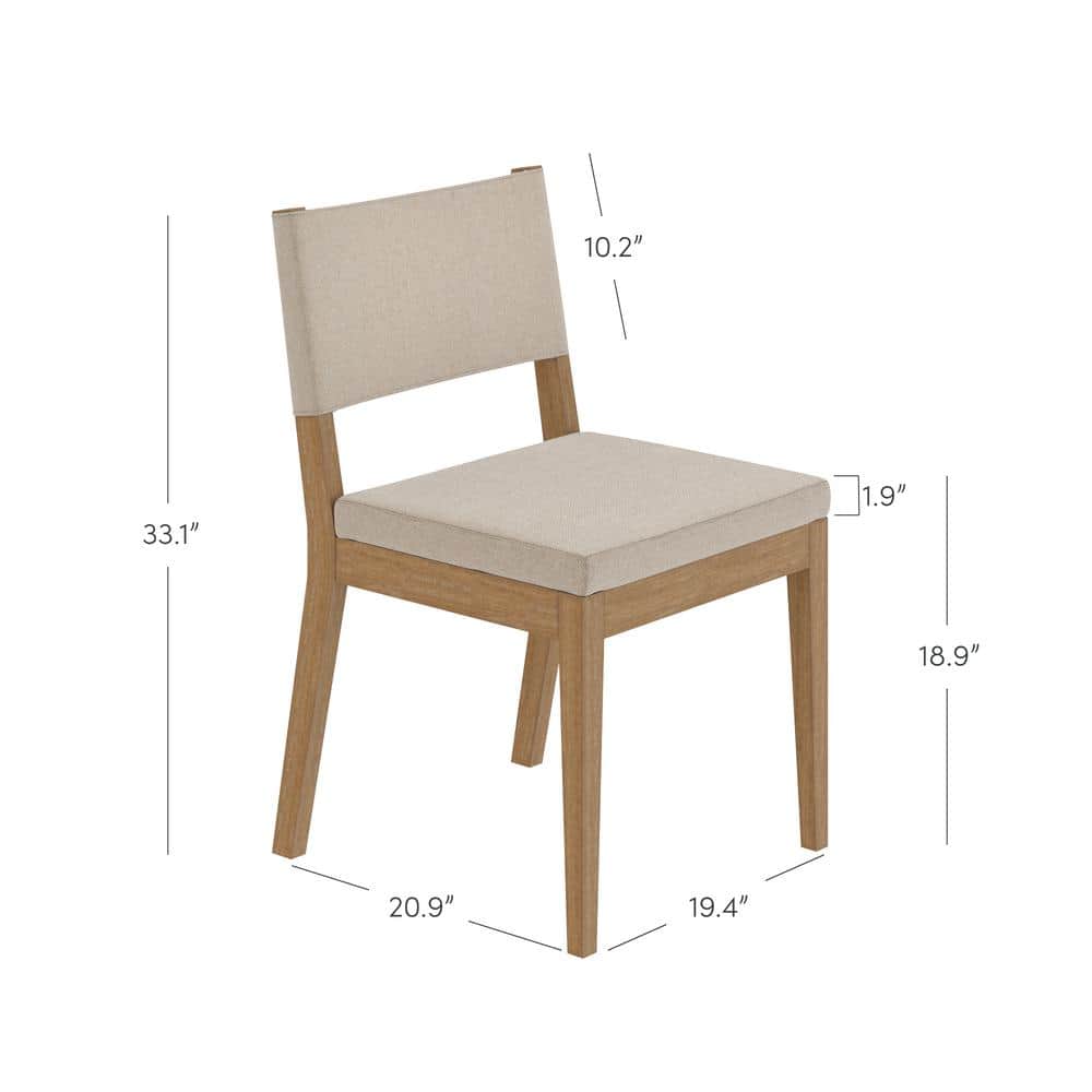 Linus Light Brown Upholstered Side Chair with Rubberwood Legs