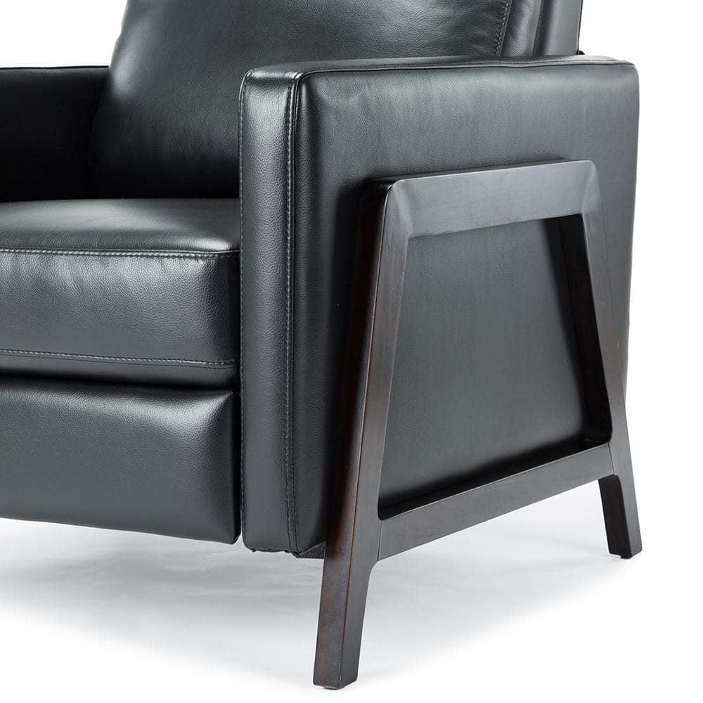 Maxton Black Faux Leather Mid-Century Modern Recliner