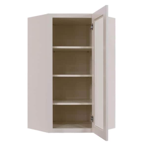 Princeton Assembled 24 in. x 42 in. x 15 in. Wall Diagonal Mullion Door Cabinet with 2 Doors in Creamy White
