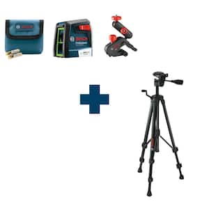 40 ft. Green Cross Line Self Leveling Laser with 360-Degree Mounting Device Plus Compact Tripod with Extendable Height