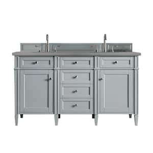 Brittany 60 in. W x 23.5 in.D x 34 in. H Double Bath Vanity in Urban Gray with Quartz Top in Grey Expo