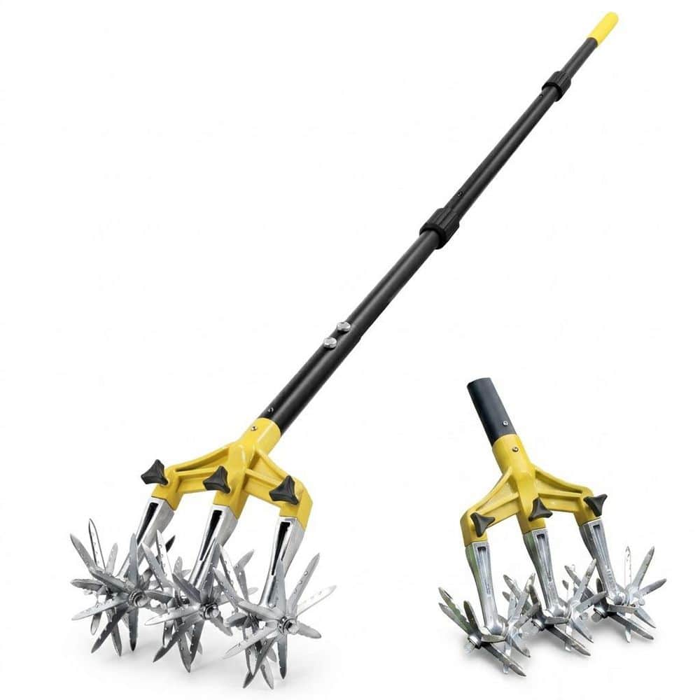 61 in. 6-Tine Aluminum Handle Hand Cultivator with Detachable Rotary Tines for Gardening Soil and Lawn Care price history on PriceWatchPro