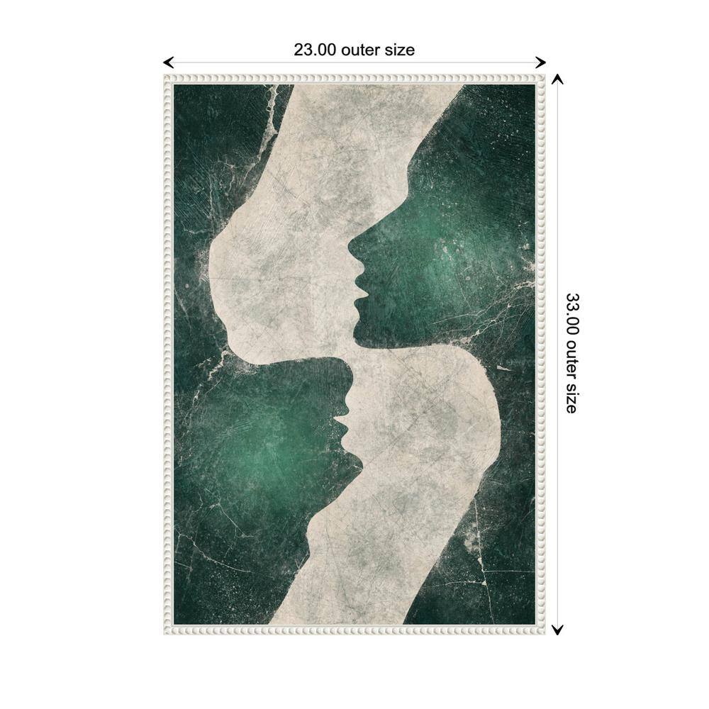 Emerald Love Green and Gray Abstract Canvas Wall Art