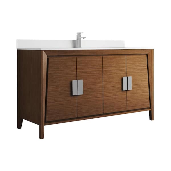 FINE FIXTURES Imperial 60 in. W x 20 in. D x 33.5 in. H Bathroom Vanity in Wheat with White Quartz Top
