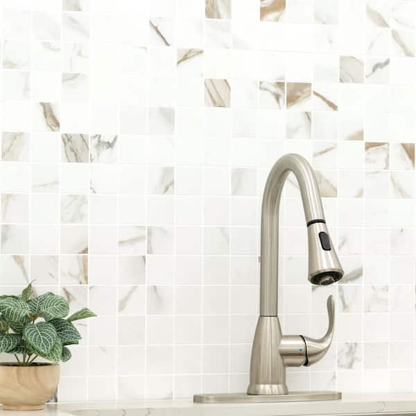 Michella Calacatta Marbella 2in. Square 12in.X 12in.x 0.39in. Matte Porcelain Floor and Wall Mosaic Tile(10 sq.ft./Case)