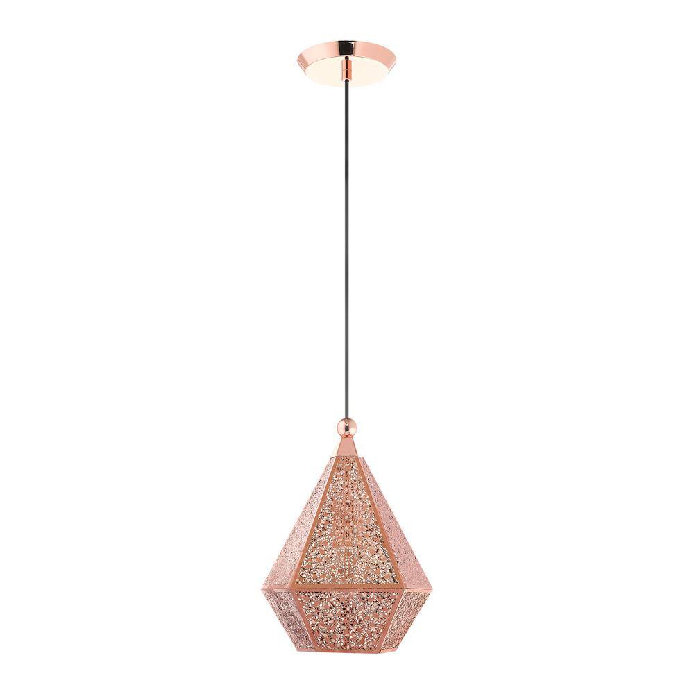 Rose Gold Filigree Metal Indoor/Outdoor LED Pendant Light