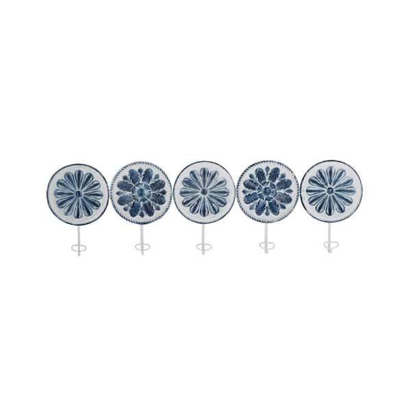 Litton Lane 11 in. x 37 in. Blue Metal Farmhouse Wall Hook