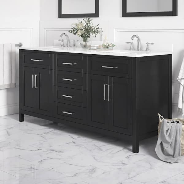 OVE Decors Tahoe 72-in Espresso Undermount Double Sink Bathroom Vanity with White Engineered Stone Top OVE Decors Tahoe 72-in Espresso Undermount Double Sink Bathroom Vanity with White Engineered Stone Top