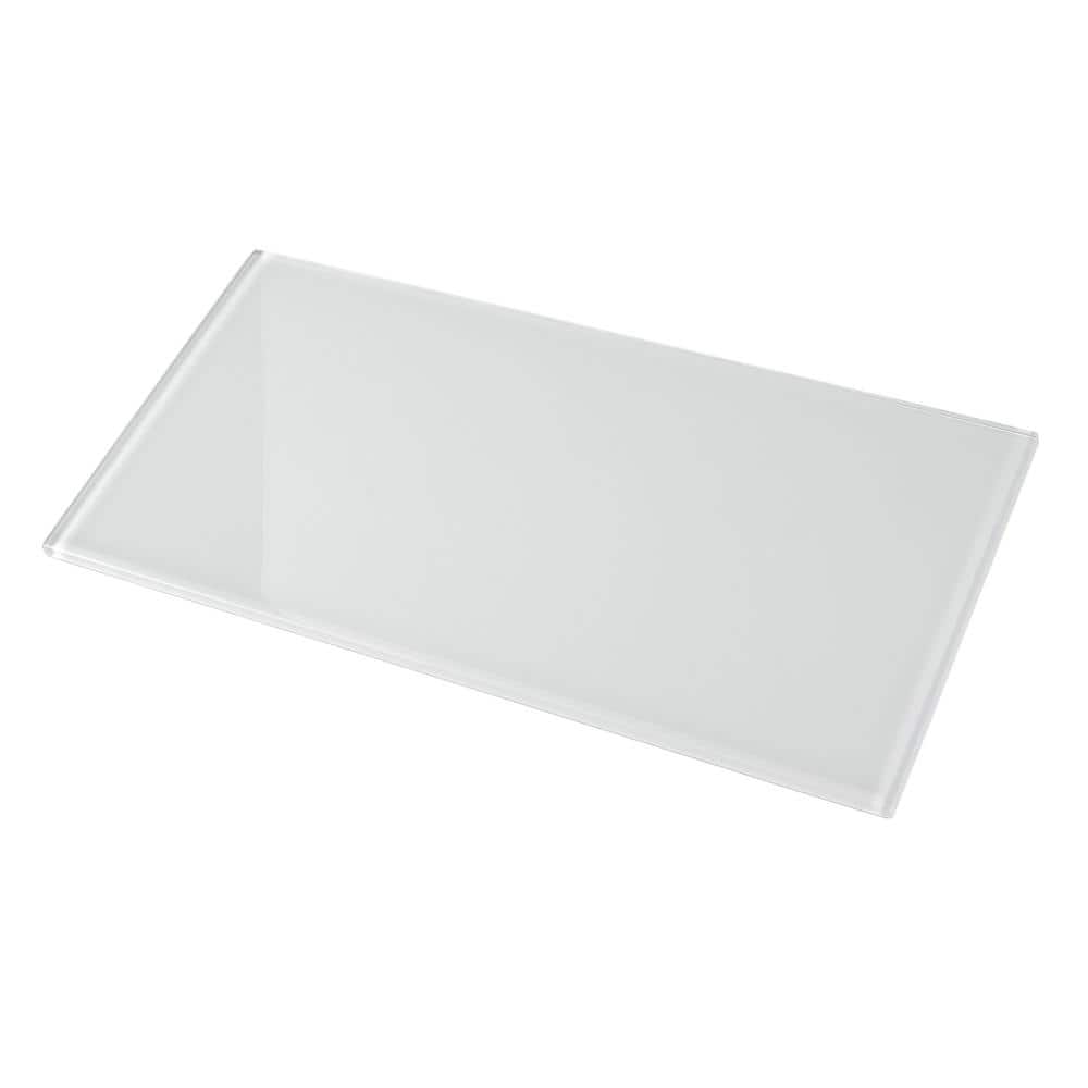White 8x16 Polished Glass Subway Tile for Walls and Floors
