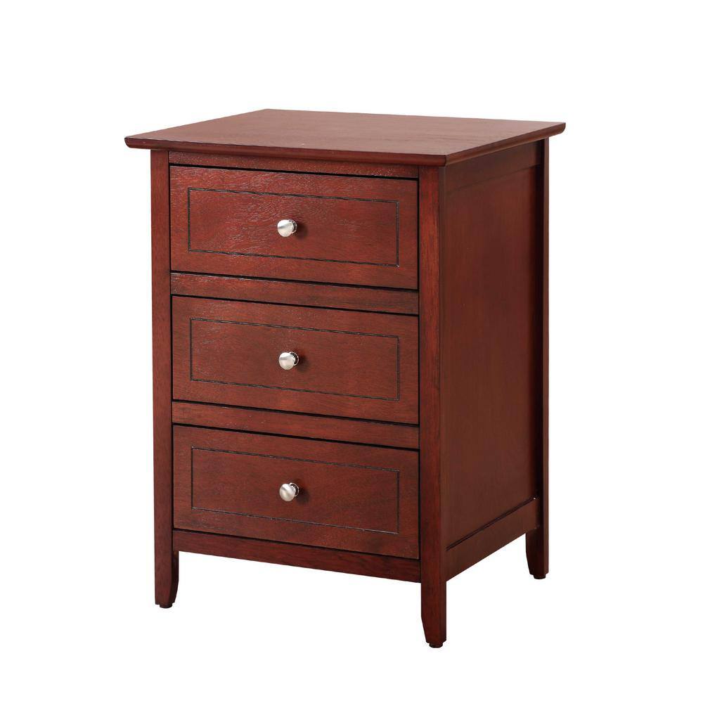 Daniel Cherry 3-Drawer Solid Wood Nightstand