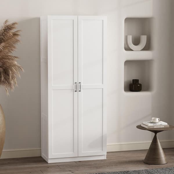 Cornelia White 71.11 in. Modern Accent Storage Closet with 7 Adjustable Shelves