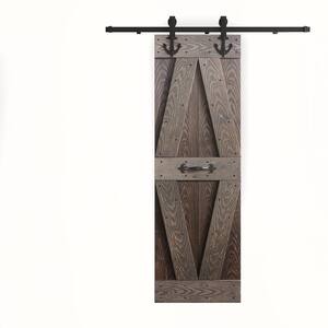 X Series Embossing 24 in. x 84 in. Kona Coffee/Smoky Gray DIY Knotty Wood Sliding Door With Hardware Kit