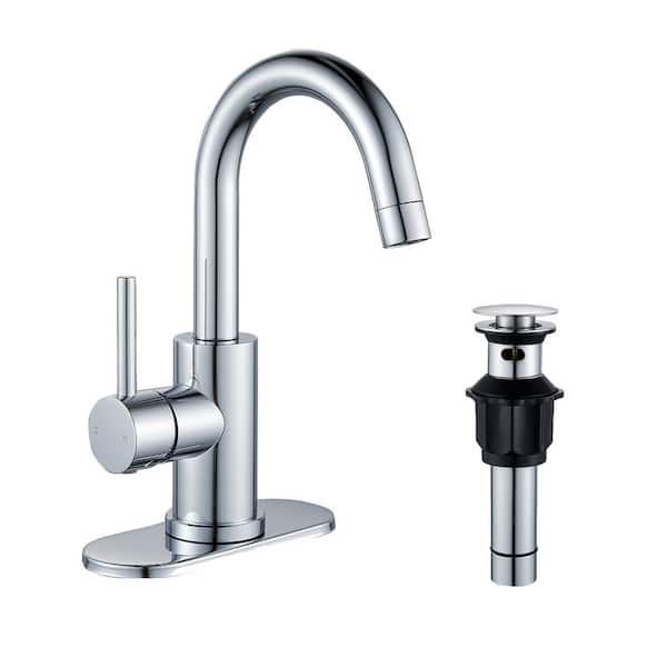 Unbranded Single Handle Modern Bar Faucet With Swing Spout Deckplate Included in Polished Chrome