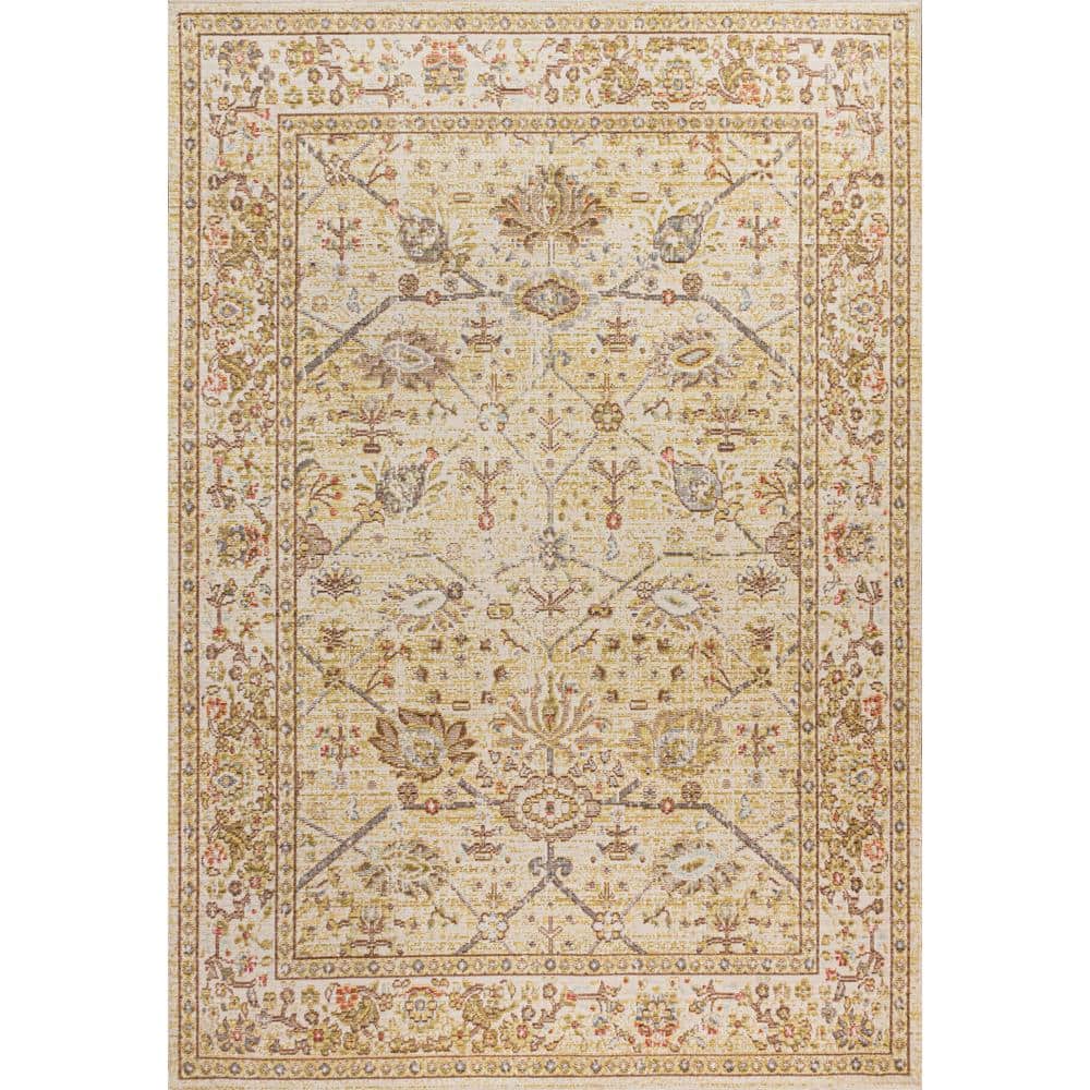 Modern Persian Ivory Floral 8' x 10' Easy-Care Synthetic Rug