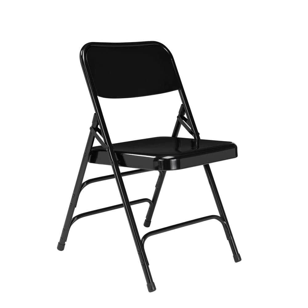 National Public Seating Black Metal Stackable Folding Chair (Set of 4)