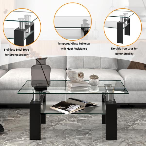 Costway tempered store glass coffee table