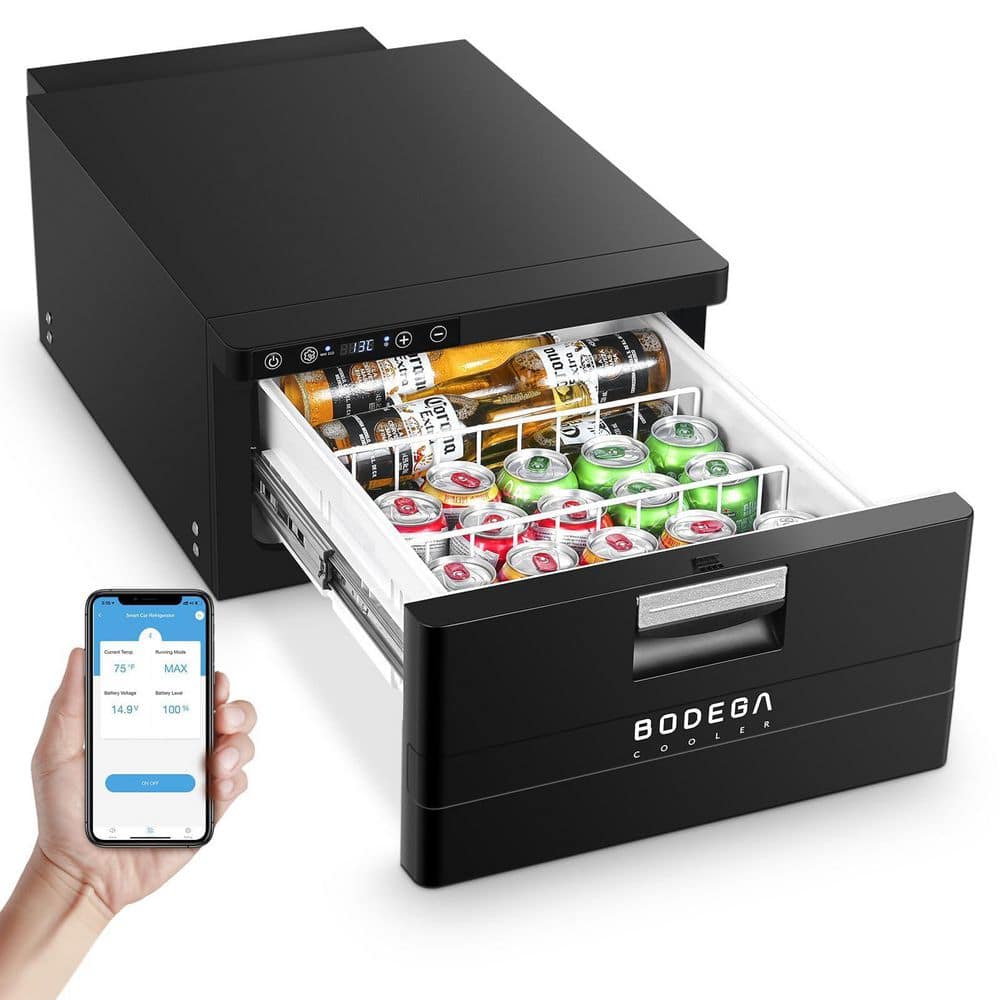 Portable Refrigerator 33 qt. 1.1 cu. ft. Car Refrigerator (-4℉-68℉) with App Control in Black, RV Freezer with 12/24V DC
