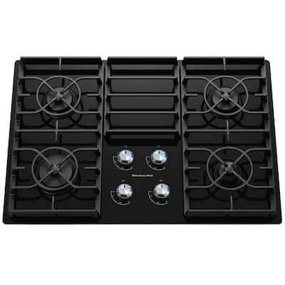 Architect Series II 30 in. Gas-on-Glass Gas Cooktop in Black with 4 Burners including 17000 BTU Professional Burner