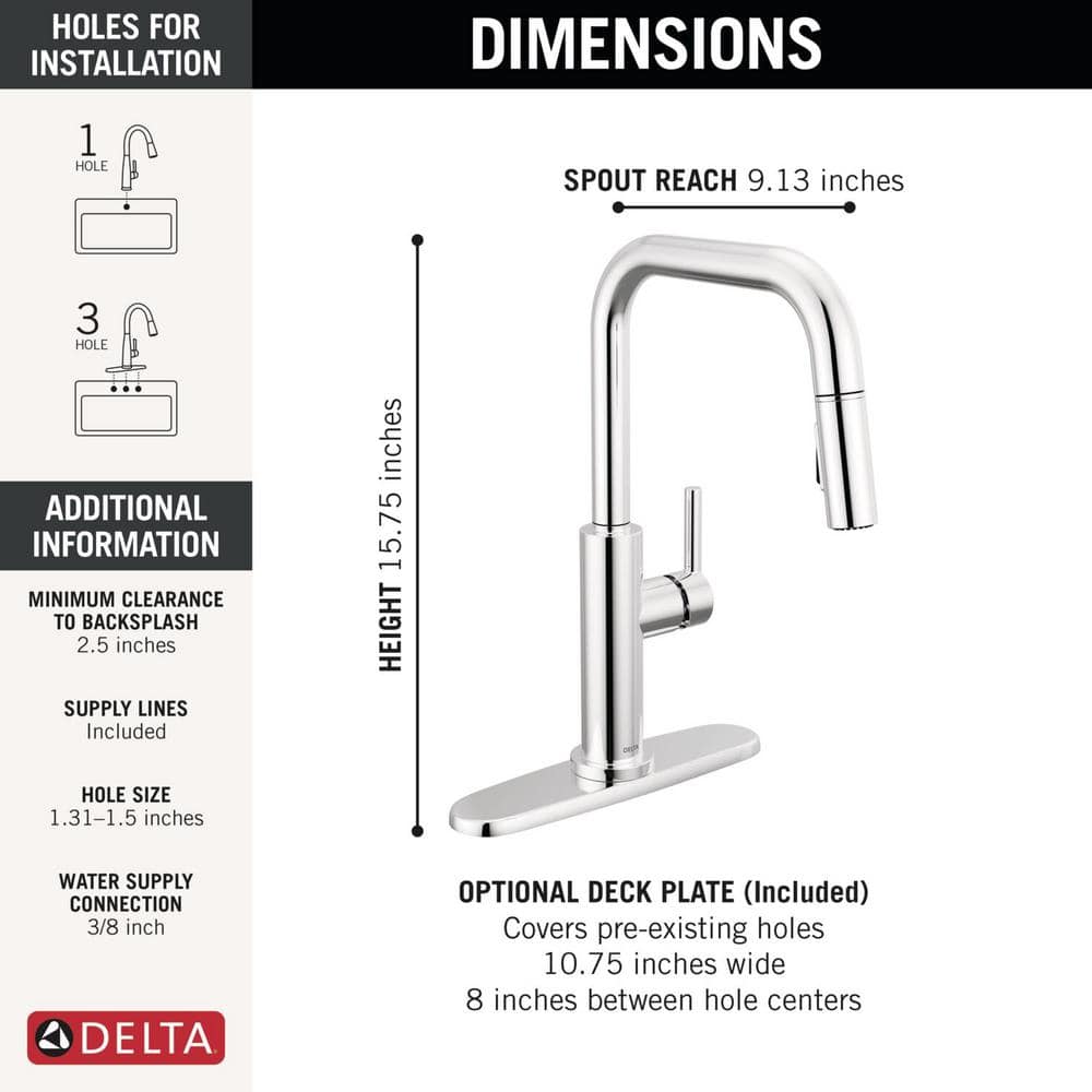 Chrome Single Handle Pull-Down Kitchen Faucet with Magnetic Docking