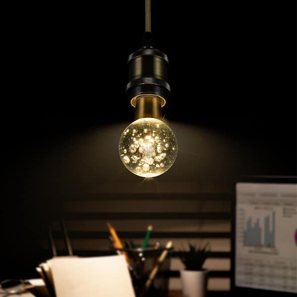 5-Watt Equivalent Bubble Globe Shaped E26/27 Crystal LED Light Bulb in Warm White (1-Pack)