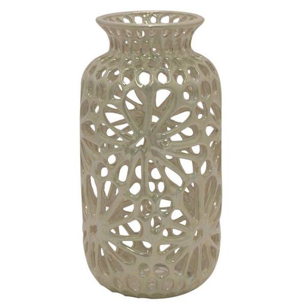 Home Decorators Collection Claudette 10.5 in. Ivory Ceramic Decorative Vase