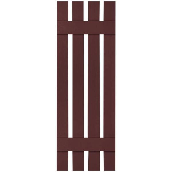 Ekena Millwork 16-1/4 in. x 38 in. Lifetime Vinyl Custom Four Board Spaced Board and Batten Shutters Pair Bordeaux