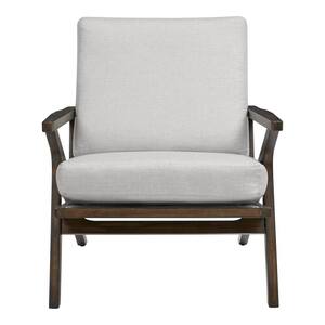 Modern Wood Frame Upholstered Accent Chair in Biscuit Beige (28" W)