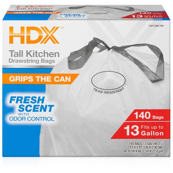 HDX 13 Gallon Scented Flex Drawstring Kitchen Trash Bags (140-Count)