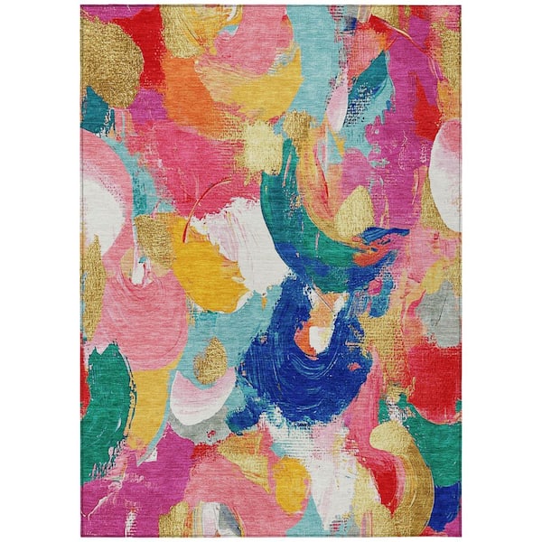 Chantille Machine Washable Indoor/Outdoor Abstract ACN1965 Blush 8 ft. x 10 ft. Area Rug
