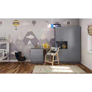 Bristol 125 in. W x 89.5 in. H x 24 in. D Painted Slate Gray Children's Workstation Cabinet Bundle 1