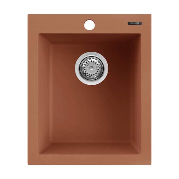 Ruvati epiGranite 16 in. Drop-in Topmount SIngle Bowl Bar Sink in Clay Granite Composite