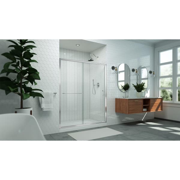 Levantine 56-60 in. W x 72 in. H Semi-Frameless Sliding Shower Door, Clear Glass in Oil Rubbed Bronze