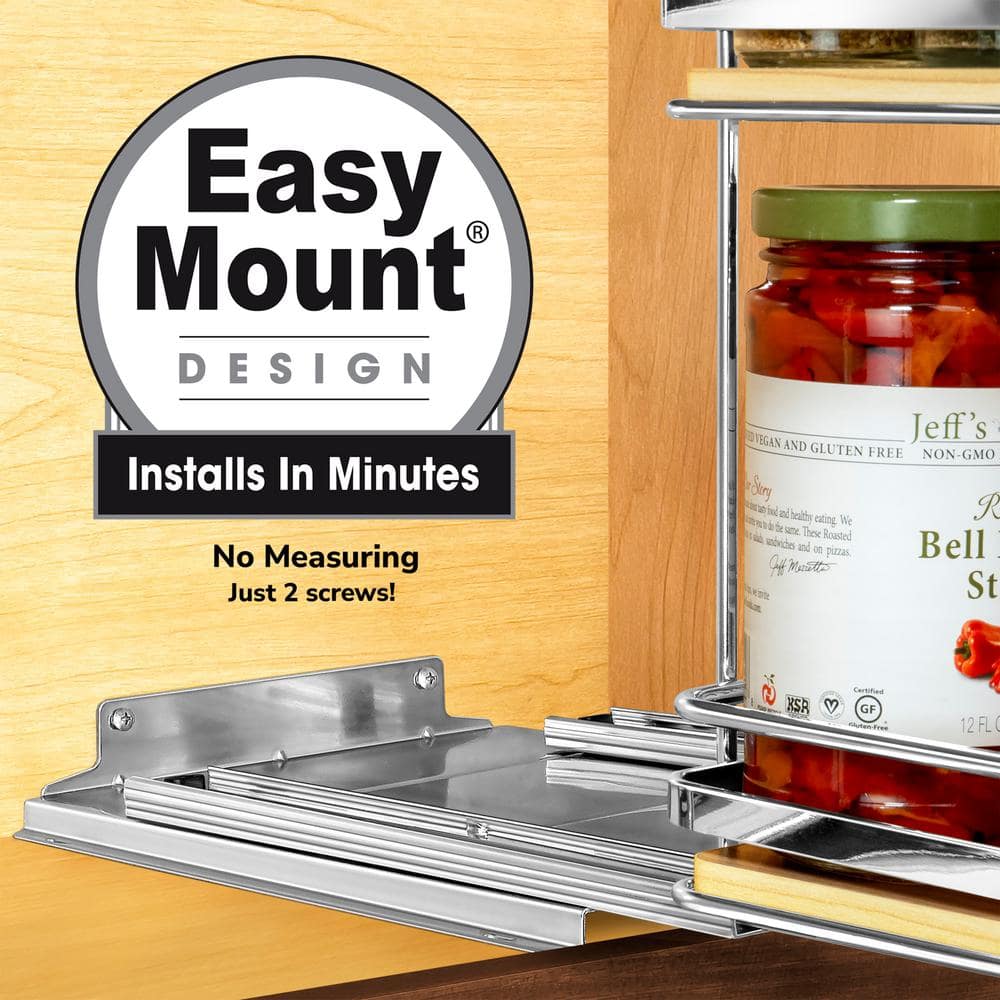 Lynk Professional Double Tier Wood and Chrome Spice Rack
