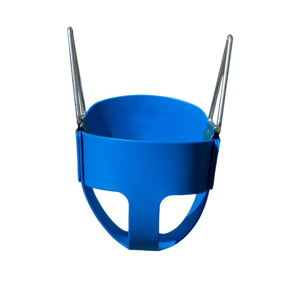 Blue Full Bucket Toddler Swing with Coated Chains