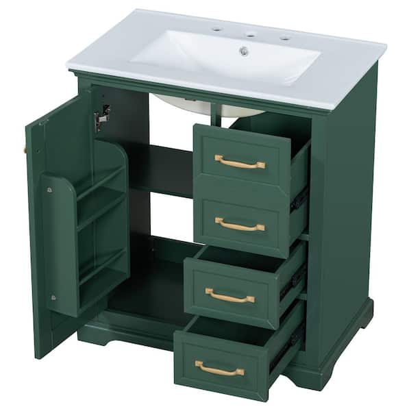 COWLOWN 30 in. W x 18.3 in. D x 34 in. H Bathroom Green Linen Cabinet
