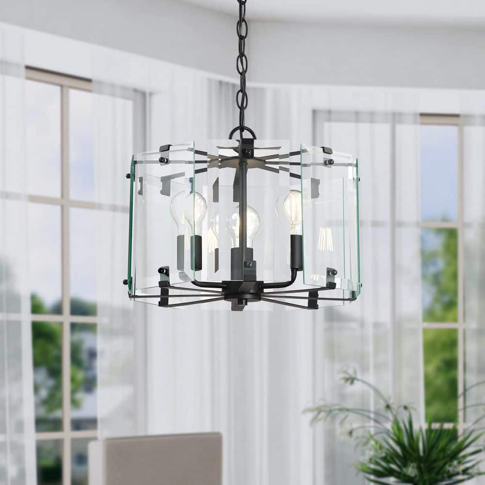 Harper 60-Watt 3-Light Black Modern Pendant Light with Beveled Clear Glass Shade and No Bulbs Included price history on PriceWatchPro
