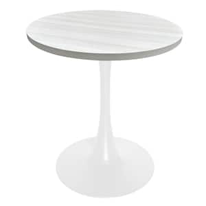 Bristol Mid-Century Modern 27 in. Round Dining Table with Wood Top and White Iron Base, Seats 4 (Light Natural)